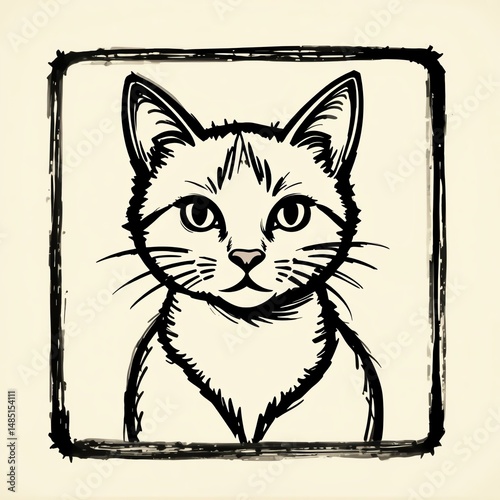 A charming sketch of a cat with expressive eyes and a friendly demeanor, perfect for animal lovers and art enthusiasts.