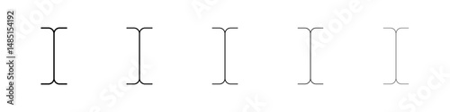 Cursor text icons in black stroke designs on white background