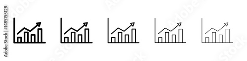 Stats icons in black stroke designs on white background