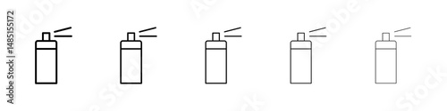 Spray can icons in black stroke designs on white background