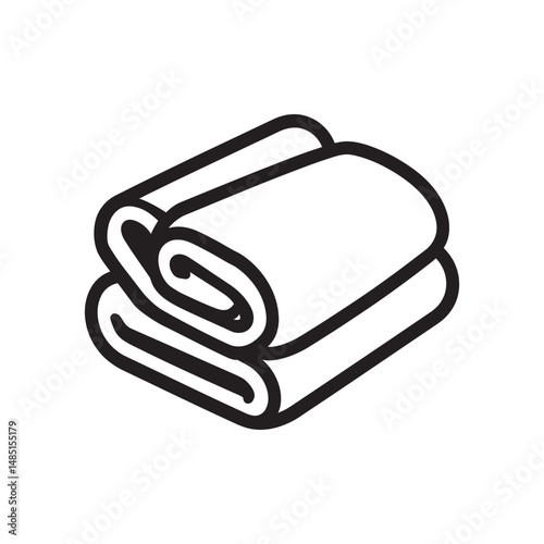 Folded white towels are neatly stacked, creating a clean and organized line art design