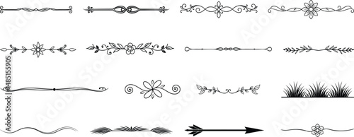  text divider graphic element set of different professions    on white background