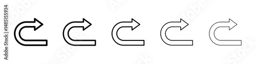 Redo icons in black stroke designs on white background