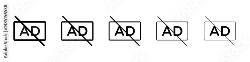 No audio description icons in black stroke designs on white background