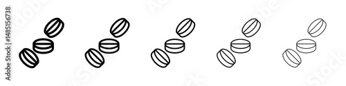 Medicine icons in black stroke designs on white background