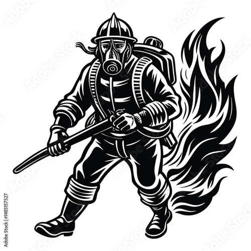 bold firefighter silhouettes in black and white