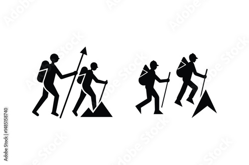 Outdoor Hiking Silhouettes in Motion