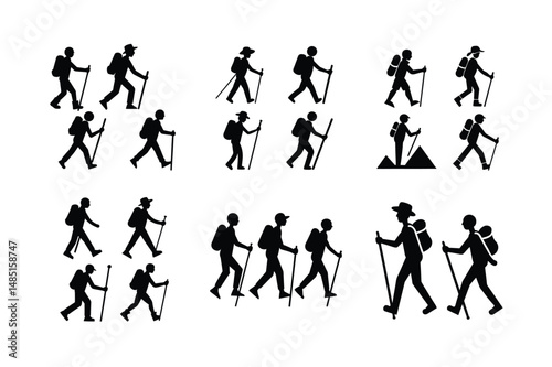 Modern Hiking Vector Silhouettes Bundle