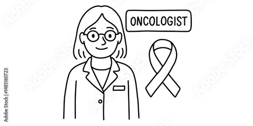 Oncologist with pink ribbon