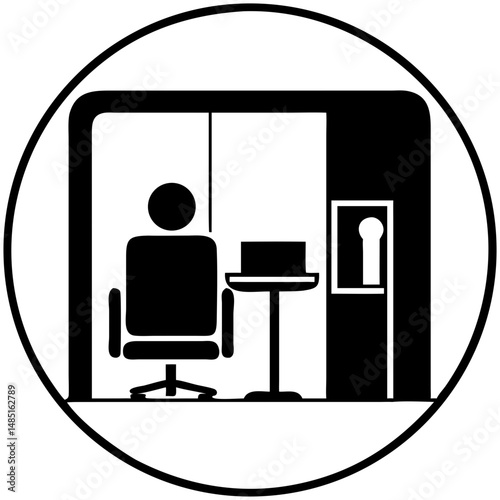 Private work booth icon for remote work apps, coworking platforms, focused workspace visuals and productivity tools

