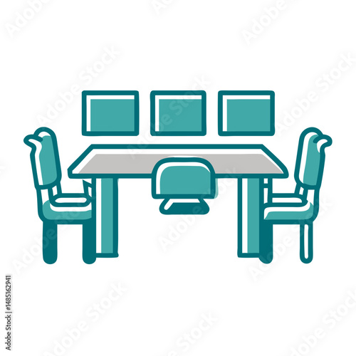 Conference table with chairs and monitors in modern office design  