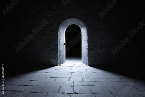 Keyhole in the sky reveals another dimension with mysterious surroundings and ethereal light