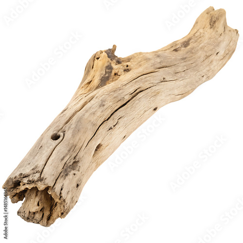 Driftwood piece isolated on a transparent background