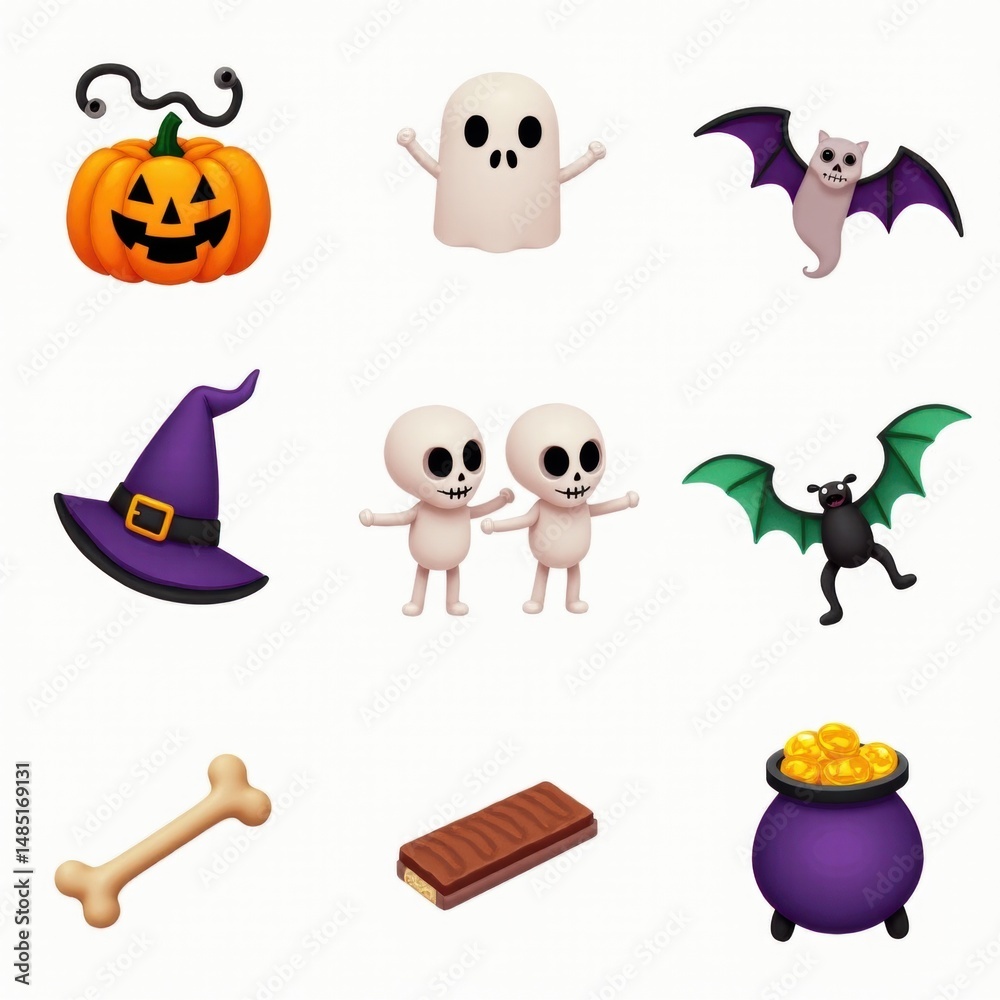 Fototapeta premium Halloween Emoji Collection
