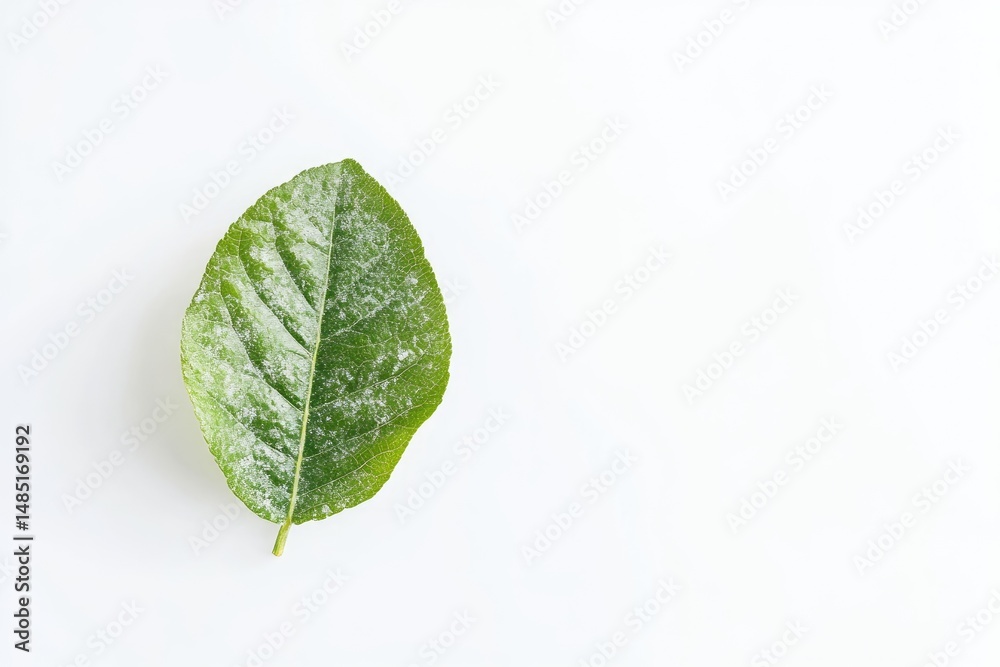 Fototapeta premium Single green leaf on white background