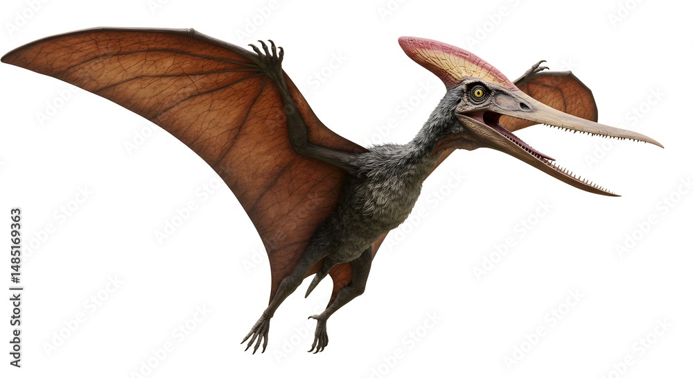 Naklejka premium Pterodactyl dinosaur bird on isolated white background