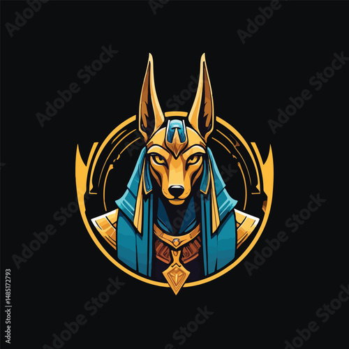 logo mascot of Egyptian god Anubis vector