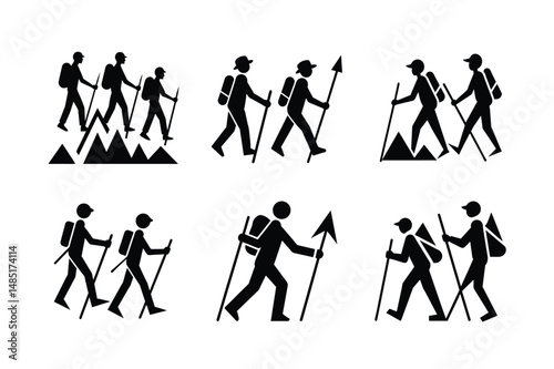 Clean Vector Hiking Silhouette Summit Ascent