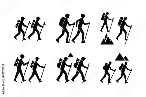 Clean Vector Hiking Silhouette Outdoor Adventure
