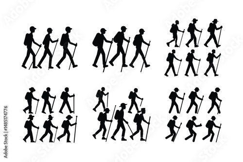 Clean Vector Hiking Silhouette Backpacker Trail