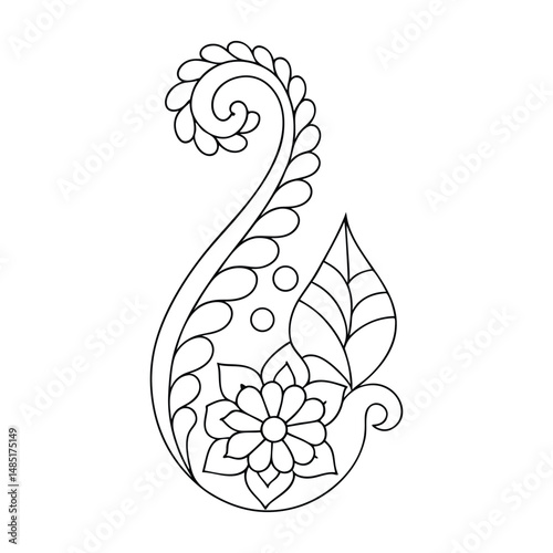 Intricate Henna Design for Coloring Book or Decor