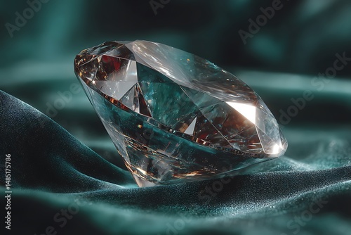 Diamond on iridescent fabric with light