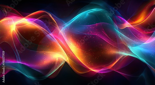 Abstract glowing waves of vibrant color