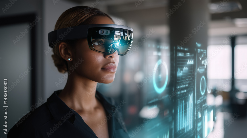 Close-up of a human eye wearing augmented reality smart glasses, reflecting futuristic digital interfaces, symbolizing innovation, AI, and advanced technology.
Close-up of a human eye wearing augmented reality smart glasses, reflecting futuristic digital interfaces, symbolizing innovation, AI, and advanced technology.