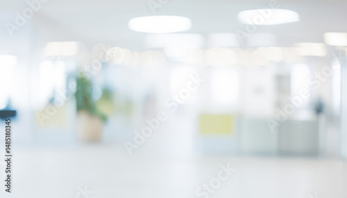 Wallpaper Mural Blurred interior view of a bright hallway with plants and light fixtures. Torontodigital.ca