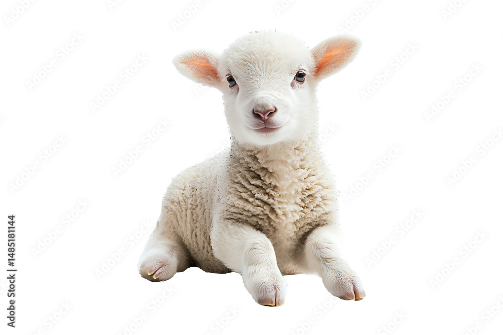Fototapeta premium Lamb sitting isolated on transparent background 