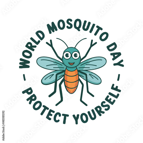 Creative Solid Color Vector Designs for World Mosquito Day: Mosquito Life Cycle, Protection Tips, and Awareness Campaigns to Prevent Mosquito-Borne Diseases.