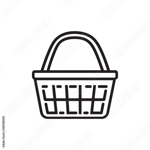 icon reveals a stylized shopping basket with rounded handle for diverse creative projects