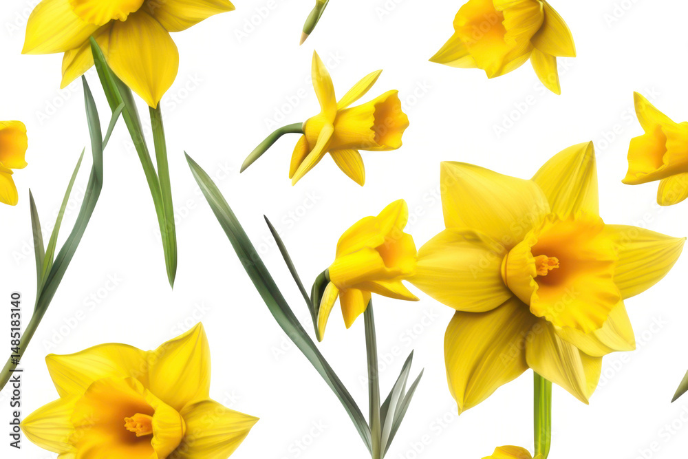 Obraz premium Yellow daffodils floral arrangement isolated on transparent background