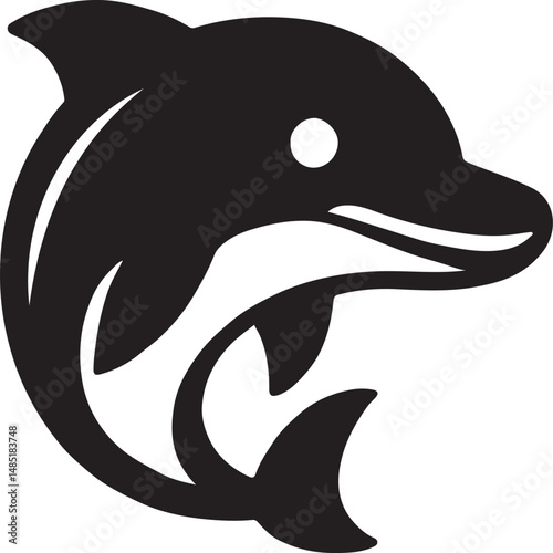 Black and white vector shark silhouette marine animal illustration