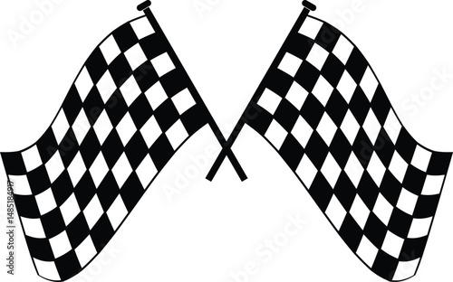 Crossed Checkered Flags Racing Icon | Competition Motorsport Symbol for Victory and Start/Finish Graphics