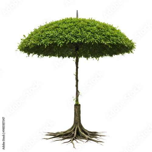 Unique Umbrella Shaped Tree with Exposed Roots Nature's Art photo