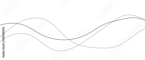 Thin wavy line abstract background. Abstract black lines wave curve motion on white background. Vector Illustration.