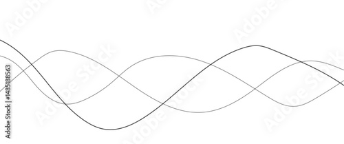 Thin wavy line abstract background. Abstract black lines wave curve motion on white background. Vector Illustration.