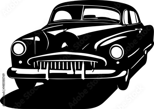 Classic 1940s Car Silhouette, Perfect for Retro Design