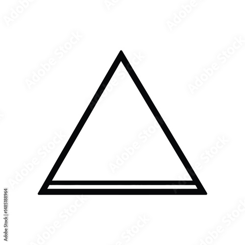 Isolated black equilateral triangle shape with double base is featured on transparent background