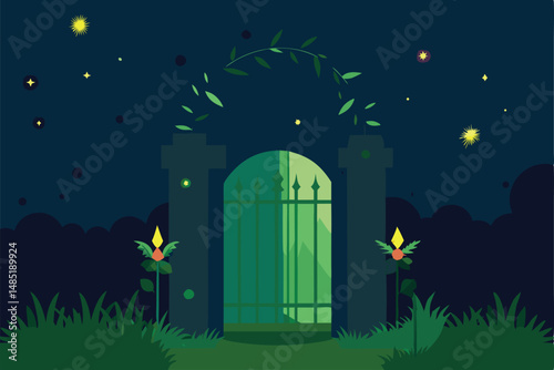 halloween night scene with moon and bats
