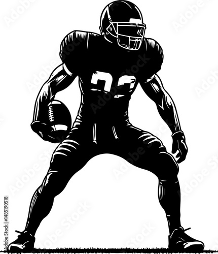 Silhouette of a determined American football player in a dynamic pose