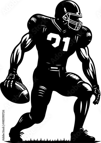 Silhouette of a determined American football player in a dynamic pose