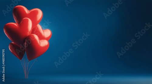 Colorful Heart-Shaped Balloons Floating in a Clear Blue Sky During a Celebration