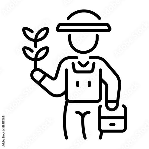 A linear style icon of farmer harvest