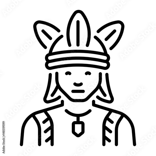 A line style icon of native american
