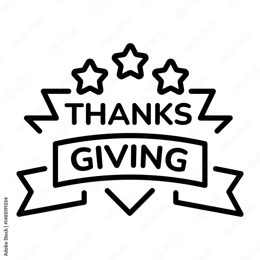 An outline style icon of thanksgiving banner