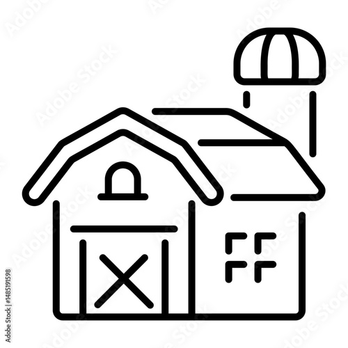 A linear style icon of barn