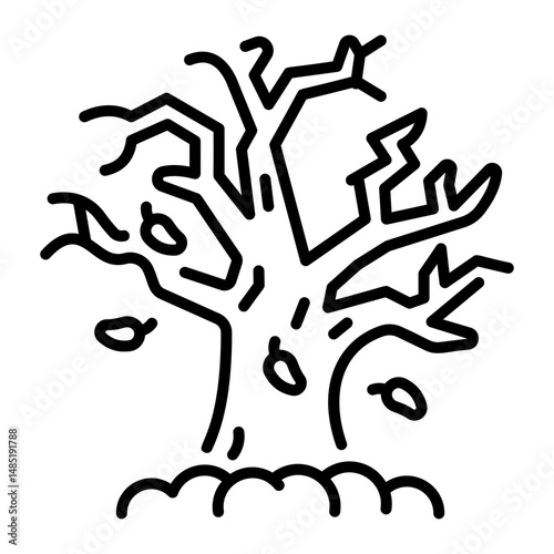 A line style icon of autumn tree