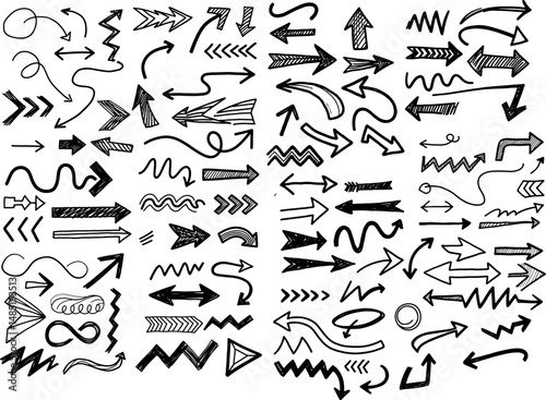 set of different black and white arrow bundle